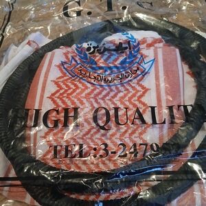 NIP Red And White Kafia With Black Headband